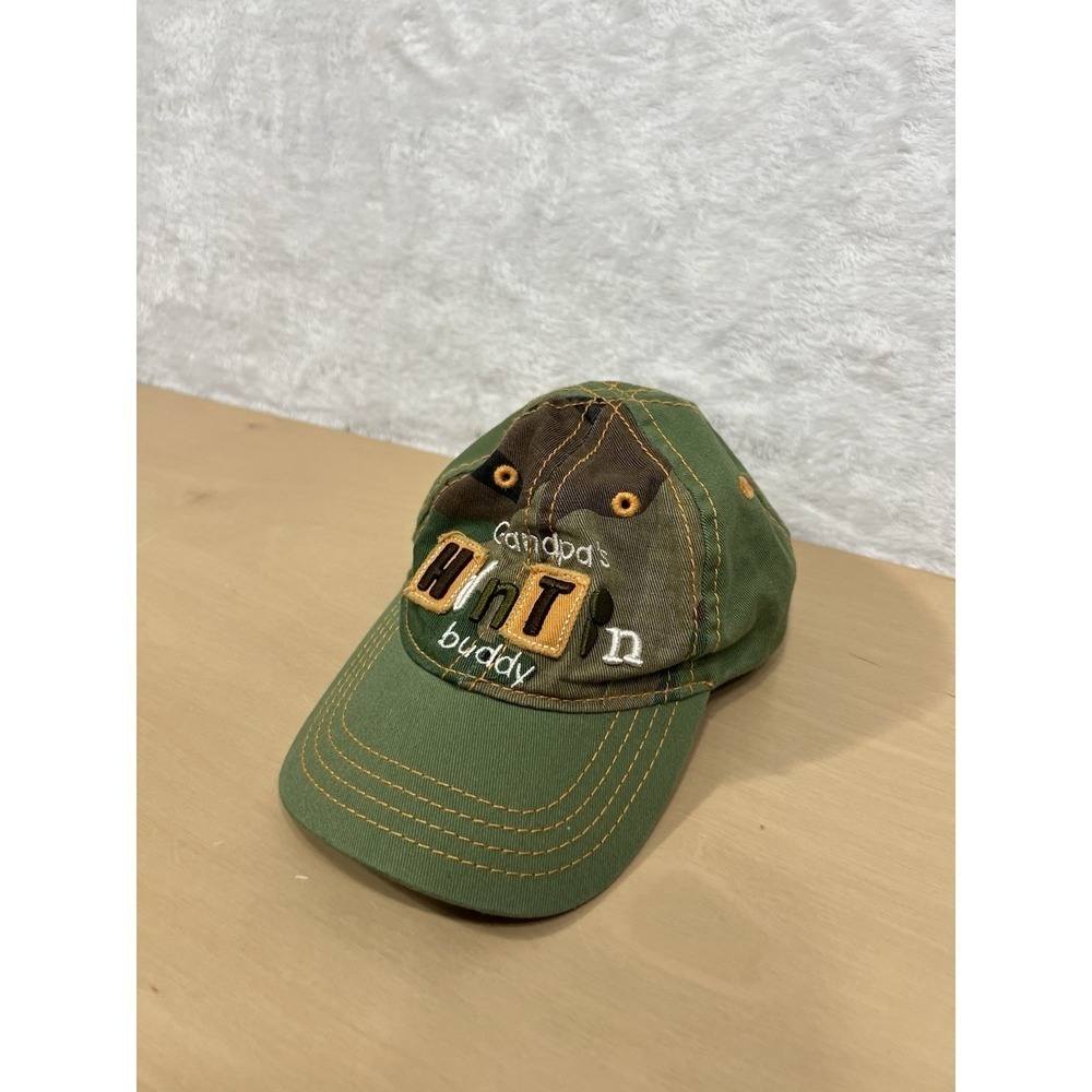 Bass Pro Shops Infant Hat 6-12M "Grandpa's Huntin Buddy" Green Camo Cap